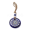 Flat Round with Evil Eye Lampwork Pendant Decoration HJEW-Z005-01D-1