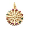 Rack Plating Brass Micro Pave Cubic Zirconia Pendants KK-Z071-54G-02-1