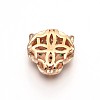 Rack Plating Brass Micro Pave Cubic Zirconia Leopard Hollow Beads ZIRC-I012-18RG-RS-2