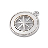 Brass Pave Natural Shell Flat Round with Star Charms KK-P289-06P-2