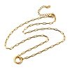 304 Stainless Steel Spring Gate Ring Pendant Paperclip Chain Necklaces for Women NJEW-Z091-13G-4