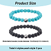 4 Sets 4 Style Natural & Synthetic Mixed Gemstone & Glass Round Beaded Stretch Bracelets Set BJEW-AN0001-50-7