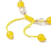 Flower Glass & Acrylic Braided Bead Adjustable Bracelets for Women BJEW-JB10446-04-4
