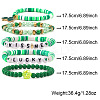 5Pcs 5 Styles Saint Patrick's Day Glass & Resin & Polymer Clay Beads Stretch Bracelets BK9964-5-3