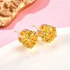 Flat Round Brass Micro Pave Cubic Zirconin Stud Earrings EJEW-D318-04G-3