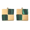 Synthetic Malachite Square Charms STAS-Q345-25G-1