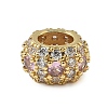 Brass Micro Pave Cubic Zirconia European Beads KK-I276-28G-2