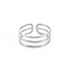 Non-Tarnish 304 Stainless Steel Triple Line Open Cuff Ring for Women RJEW-S405-232P-1