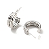 Brass C-shape Stud Earrings EJEW-A070-17P-2
