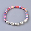 Handmade Polymer Clay Heishi Beads Stretch Bracelets BJEW-JB04512-1
