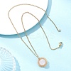 Natural Rose Quartz Copper Wire Wrapped Flower Pendant 304 Stainless Steel Cable Chain Necklaces for Women NJEW-JN05616-02-1