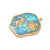 304 Stainless Steel Epoxy Resin with Natural Shell and Sequins Inside Pendants STAS-L026-17G-N03-2