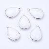 Silver Color Plated Brass Glass Teardrop Pendants GLAA-M006-A-22S-1