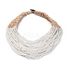 Bohemia Style Multi-strand Glass Seed Beaded Bib Necklaces for Women NJEW-G149-01D-2