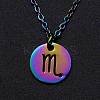 Rainbow Color Stainless Steel Constellation Pendant Necklace for Women ZODI-PW0001-039H-1