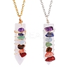 Natural Mixed Stone Wire Wrap Bullet Pendant Necklaces Set for Women NJEW-SW00010-1