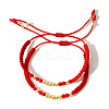 2pcs Bohemian Style Brass Round Beads Braided Bead Bracelets BG7605-2