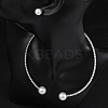 Round Plastic Imitation Pearl Stud Earrings & Rhinestone Cuff Choker Necklaces Sets SJEW-U003-04P-2