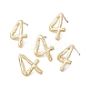 Brass Number Stud Earrings with 925 Sterling Silver Pins for Women LS-EJEW-A077-01D-2