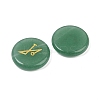 4Pcs 4 Styles Natural Green Aventurine Flat Round with Angels Symbol Display Decorations G-R007-01C-2