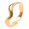 French Minimalist Irregular 304 Stainless Steel Wave Open Cuff Rings for Women Men IS0895-2-1