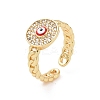 Real 18K Gold Plated Brass Micro Pave Cubic Zirconia Open Rings RJEW-J017-VC280-1