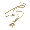 304 Stainless Steel Red Enamel and Siam Rhinestone Cherry Pendant Necklaces for Women NJEW-M091-02G-2