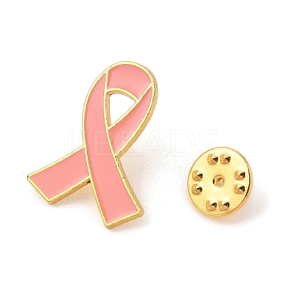 Breast Cancer Awareness Pink Ribbon Enamel Pin LS-JEWB-C014-01G-1