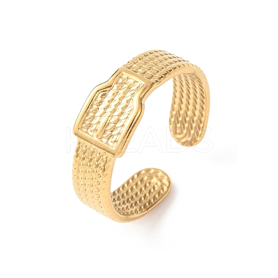 304 Stainless Steel Open Cuff Rings for Women RJEW-K309-17G-1