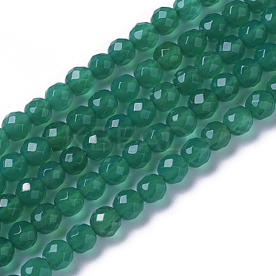 Natural Dyed & Heated Green Onyx Agate Beads Strands X-G-F596-12B-4mm-1