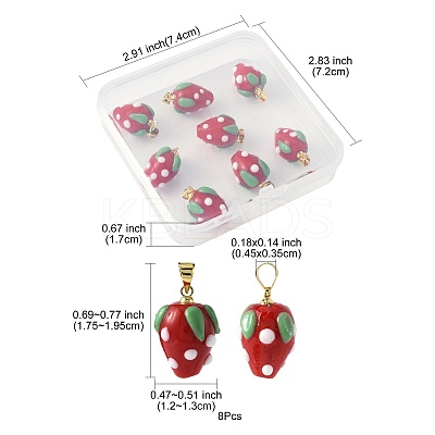 8Pcs Handmade Lampwork Pendants LAMP-FS0001-52B-1