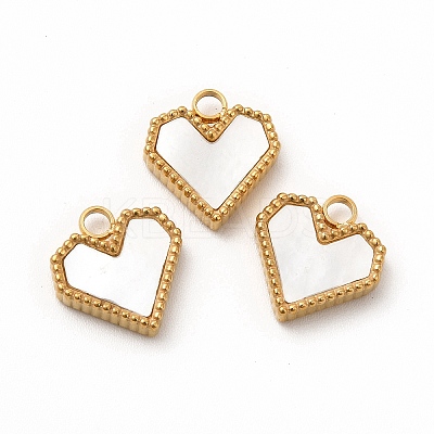 PVD Vacuum Plating 304 Stainless Steel Heart Charms STAS-A076-07G-1