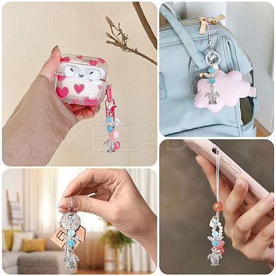 60Pcs Tortoise Tibetan Style Alloy & Glass Angel Pendant Decorations HJEW-CA00067-1