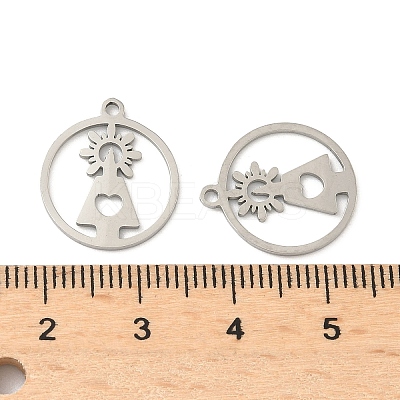 201 Stainless Steel Laser Cut Pendants STAS-P428-10P-03-1