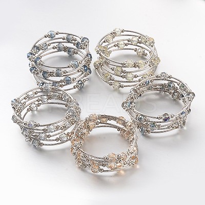 More Loops Glass Beads Wrap Bracelets BJEW-JB02043-1