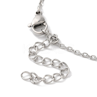 304 Stainless Steel Cable Chain White Heart Glass Pendant Necklaces NJEW-Z041-01P-1