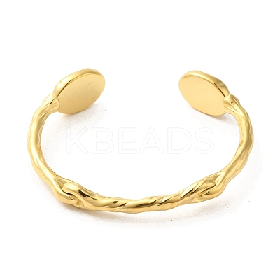 304 Stainless Steel Cuff Bangle with Natural Green Agate BJEW-Q773-08G-1