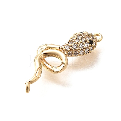Brass Micro Pave Clear & Black Cubic Zirconia Connector Charms KK-C085-18G-1