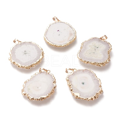 Dyed Natural Druzy Solar Quartz Crystal Pendants G-F693-01I-G-1