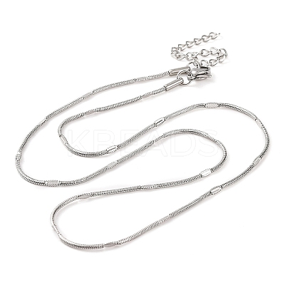 Non-Tarnish 304 Stainless Steel Round Snake Chain Necklaces for Women NJEW-G140-11P-1