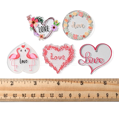 10Pcs 5 Styles Valentine's Day Theme Acrylic Pendants MACR-FS0001-40-1