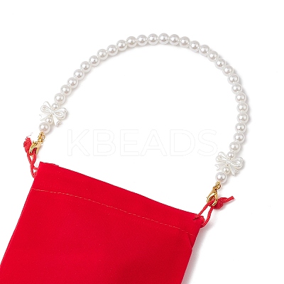 ABS Plastic Imitation Pearl Round & Bowknot White Beaded Purse Chains AJEW-BA00140-1