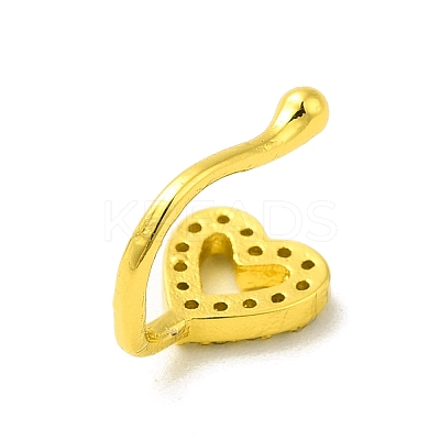 Clear Cubic Zirconia Hollow Heart Clip on Nose Ring LS-AJEW-F059-21G-1