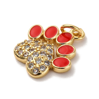 Brass Micro Pave Clear Cubic Zirconia & Enamel Pendants KK-Q098-30G-A-1