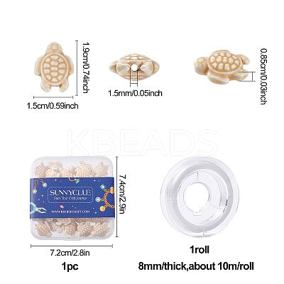  40Pcs Tortoise Handmade Porcelain Beads DIY-SC0015-62B-1