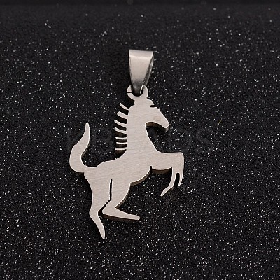 Tarnish Resistant Boy Jewelry Original Color 201 Stainless Steel Blank Horse Pendants STAS-I032-227-1