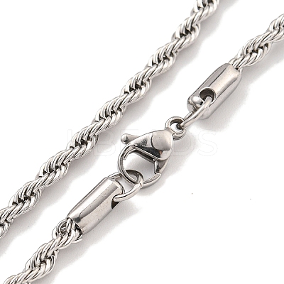 Tarnish Resistant 3MM 304 Stainless Steel Rope Chain Bracelets for Women BJEW-R318-01P-1