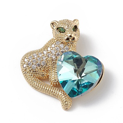 Real 18K Gold Plated Rack Plating Brass Micro Pave Clear Cubic Zirconia Pendants KK-C015-14G-10-1