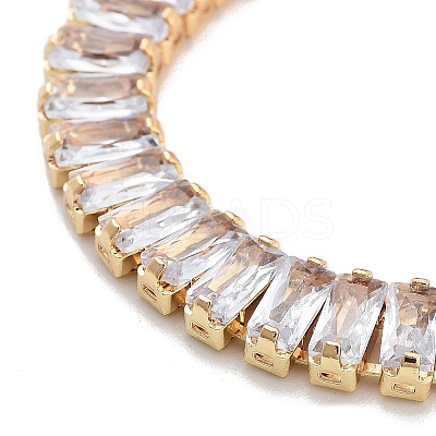 Brass Pave Clear Cubic Zirconia Rectangle Box Chain Slider Bracelets BJEW-YWC0002-05B-G-1