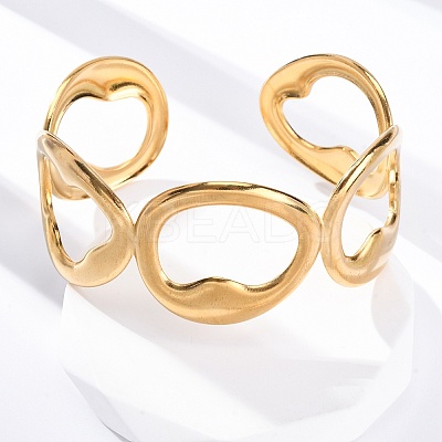 304 Stainless Steel Cuff Bangles for Women LS-BJEW-D306-07G-1
